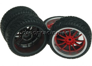 4 st Racingdäck 1/10 - Röda -12 ekrar